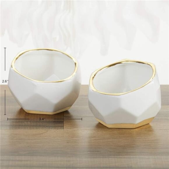 Geometric Ceramic Planters Decorative Bowls (Set of 2) - Picture 3 of 7